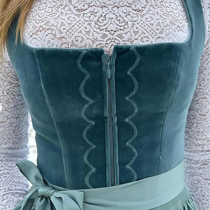 Damen besticktes Vintage Dirndl Kleid | Midi
