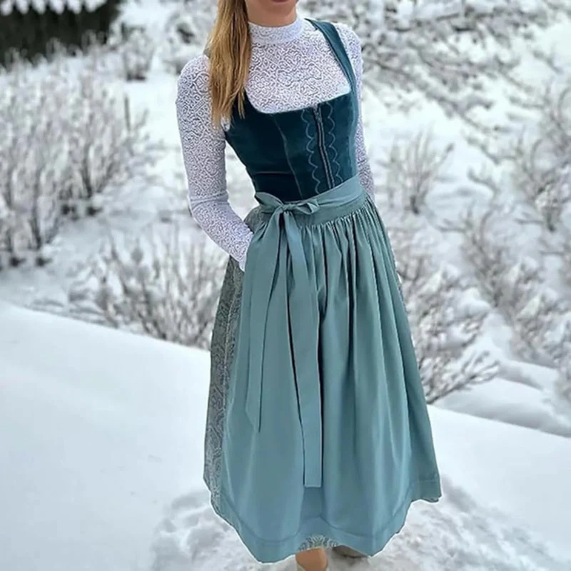 Damen besticktes Vintage Dirndl Kleid | Midi