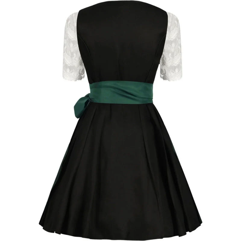 Damen Dirndlkleid mit Farbakzent | Klassisches Trachtenkleid in Grün-Schwarz