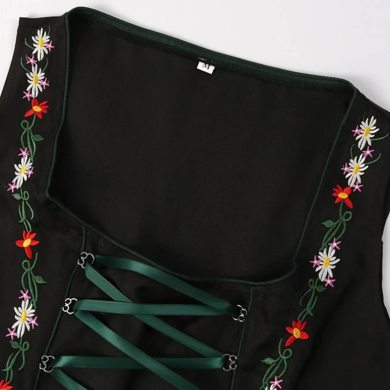 Damen Dirndlkleid mit Farbakzent | Klassisches Trachtenkleid in Grün-Schwarz