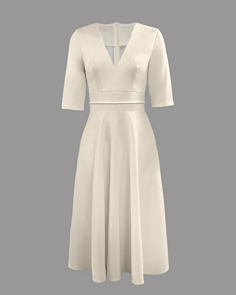 Damen Kleid mit weitem Rock | Elegantes Midikleid für Feier & Anlass