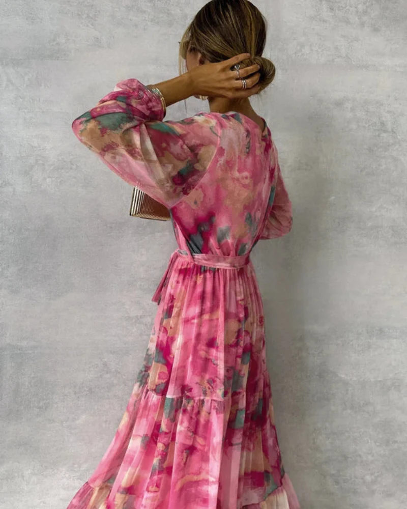 Damen Elegantes Wickelkleid | Maxi Festliches Kleid
