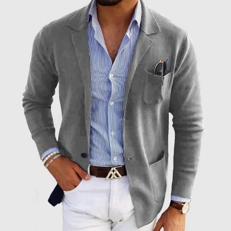 Herren Strickjacke mit Reverskragen | Leichte Freizeitjacke mit Knöpfen