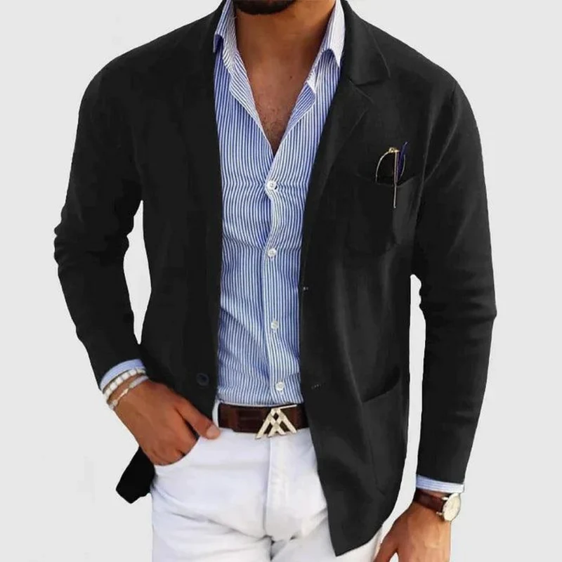 Herren Strickjacke mit Reverskragen | Leichte Freizeitjacke mit Knöpfen