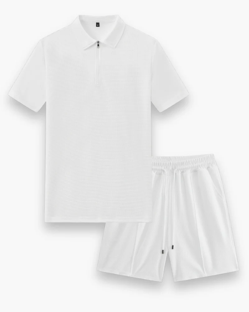 Herren Freizeit Set mit Zipper Polo | Leichtes Sommer Outfit