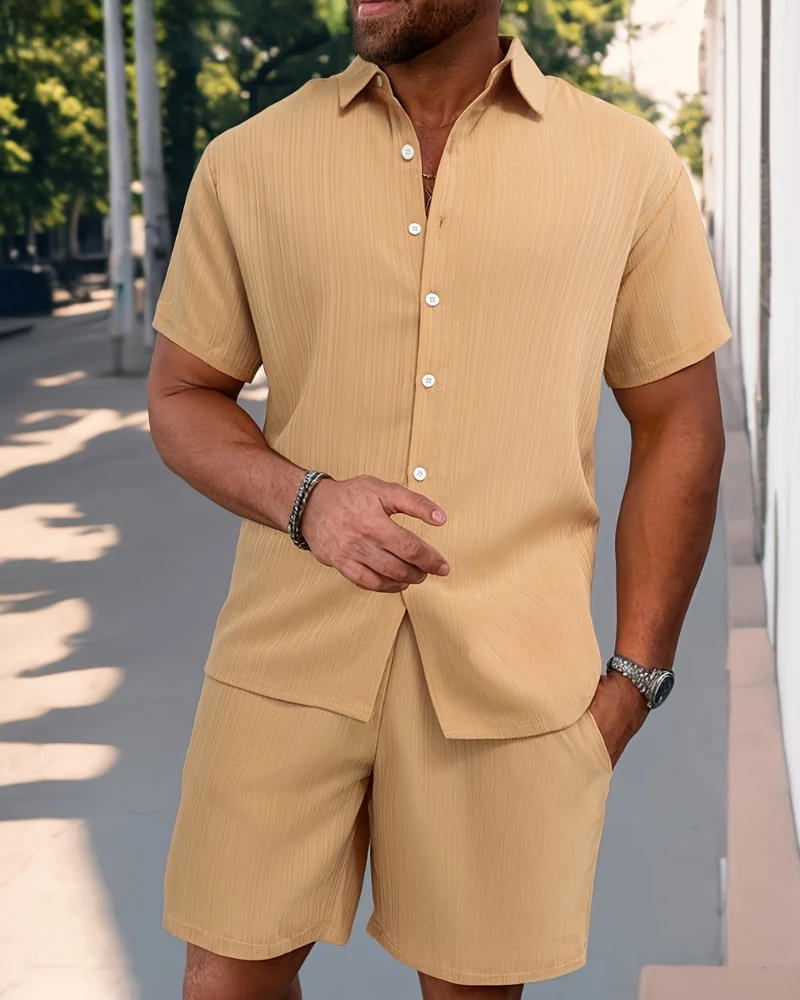 Herren Sommer Set mit Kurzarmhemd & Shorts | Leichter Zweiteiler für Alltag & Urlaub