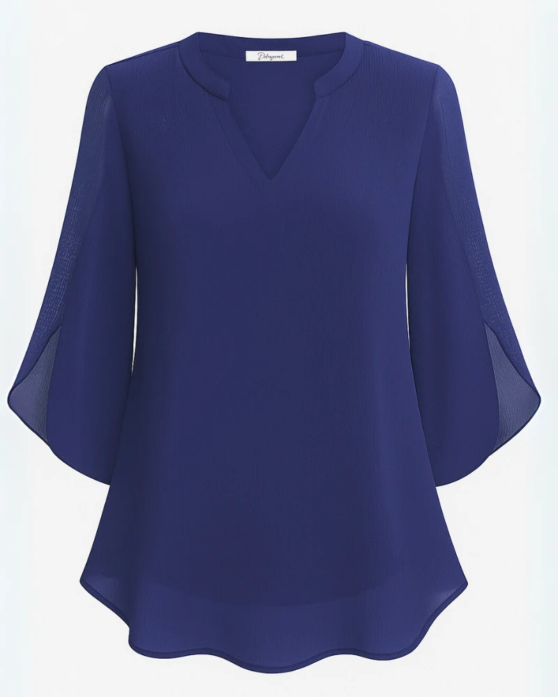 Damen Elegante V-Ausschnitt Bluse | 3/4 Ärmel