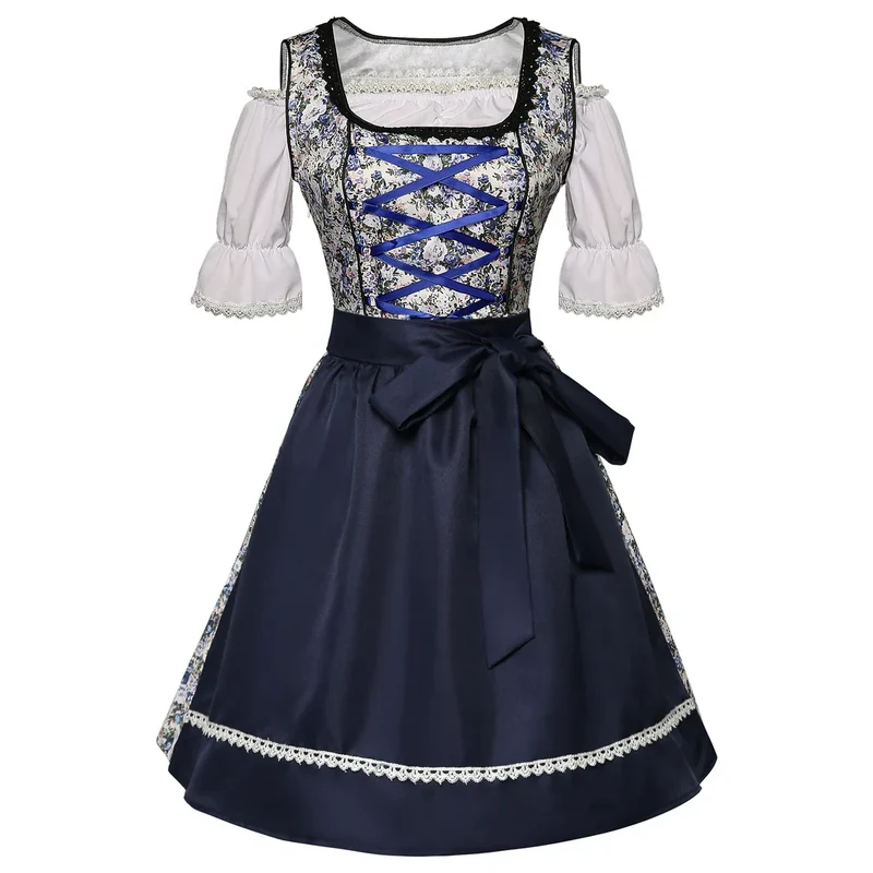 Blaues blumiges Oktoberfest Dirndl