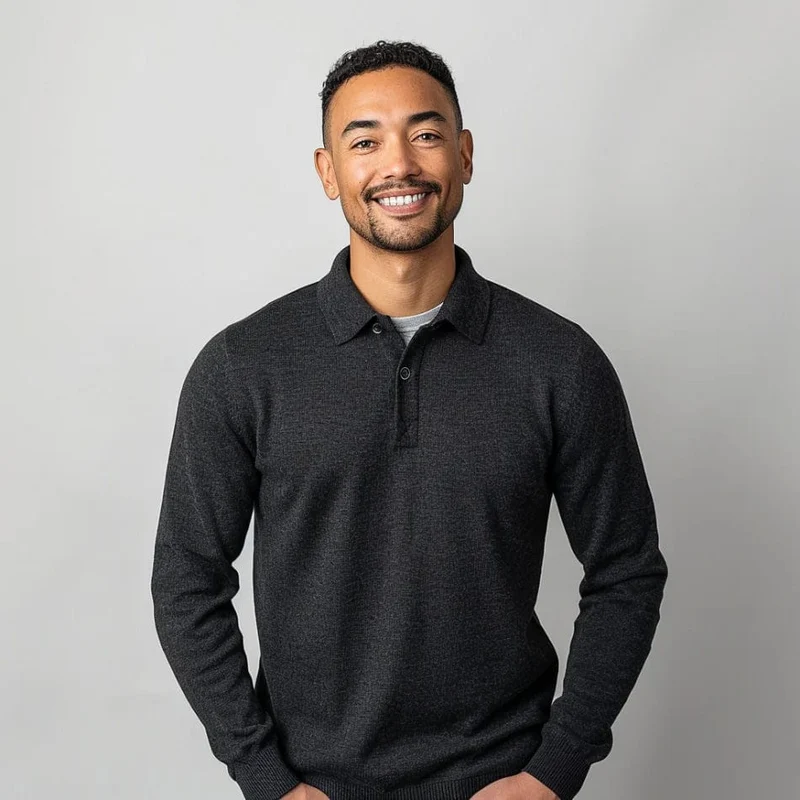 Langarm Polo Strickpullover