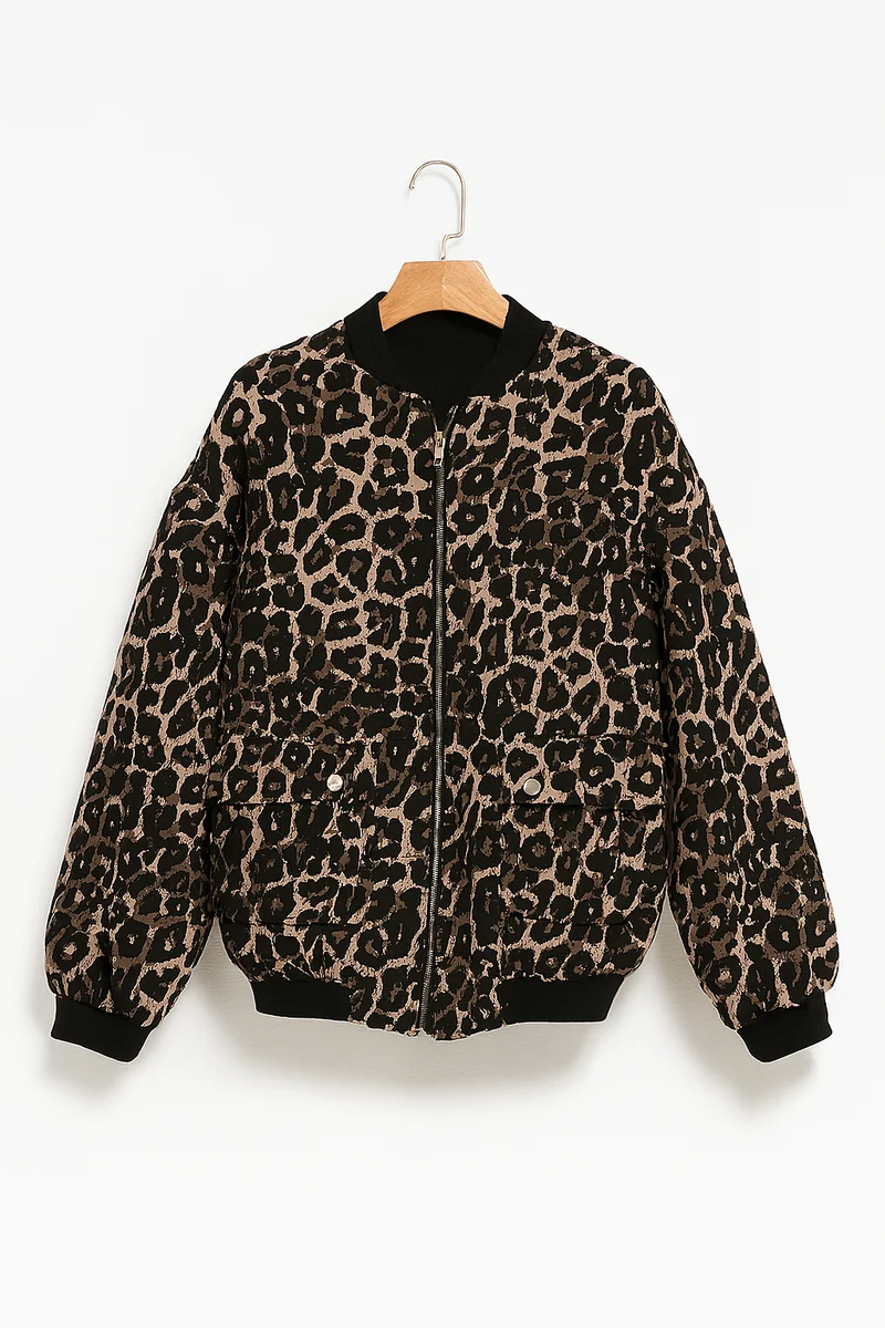 Leopardenmuster Gesteppte Bomberjacke