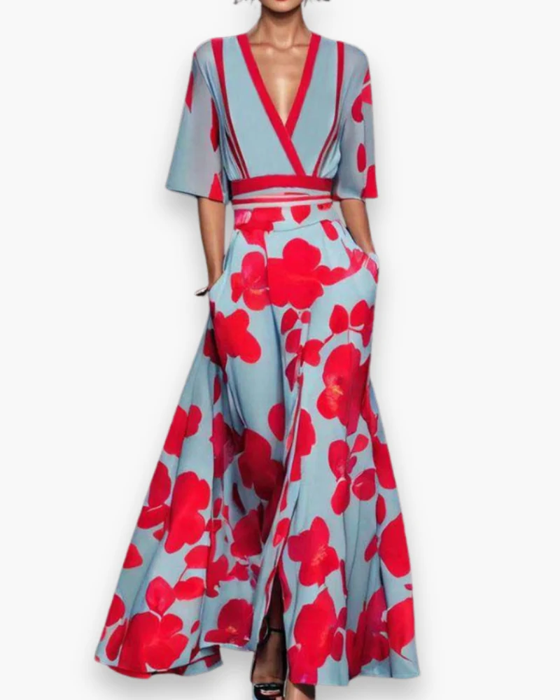 Damen Elegantes Festliches Kleid mit Ärmeln | Maxi