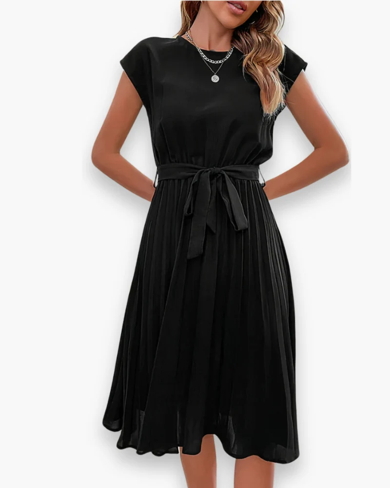Damen Elegantes Plissee Kleid | Taille Schleife