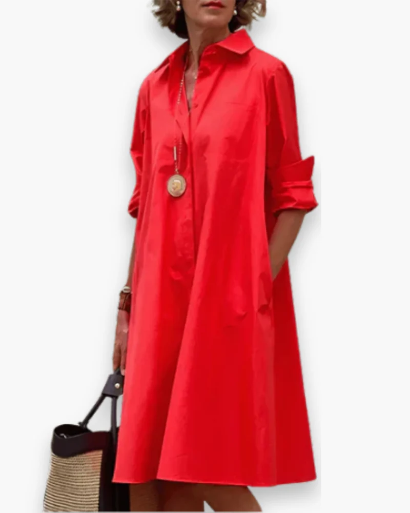 Damen Elegantes Hemdblusen Kleid | Modern