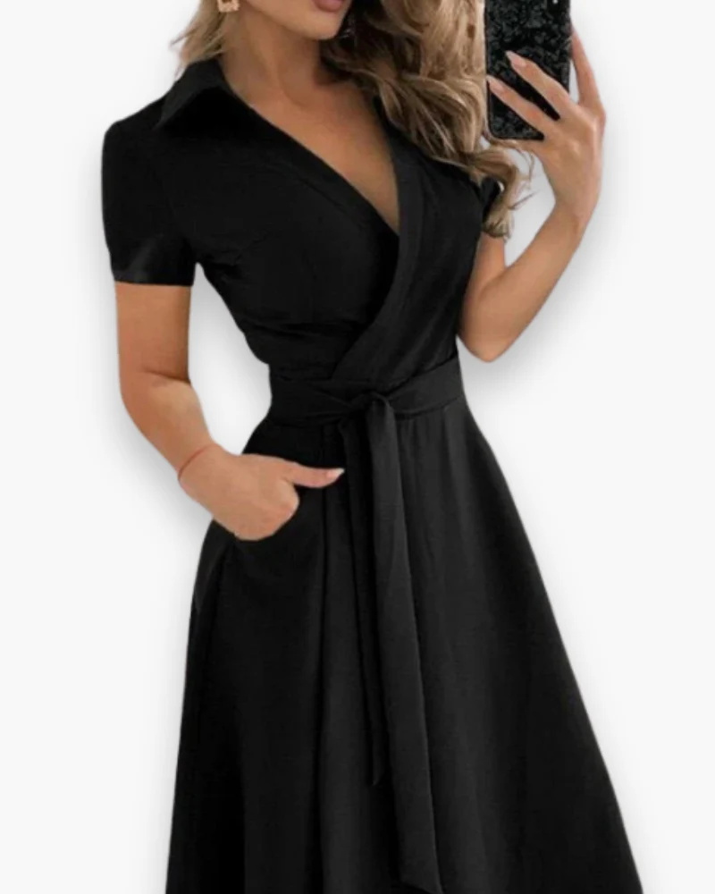 Damen Elegantes Kleid mit Gürtel | Midi