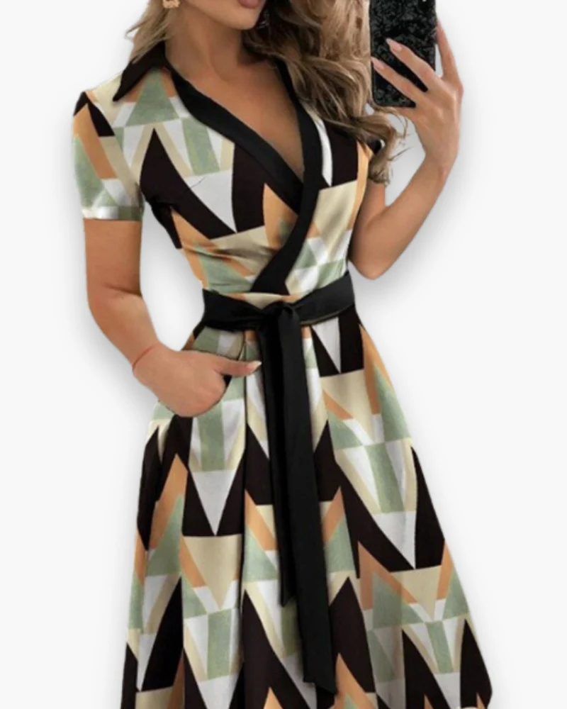 Damen Elegantes Kleid mit Gürtel | Midi