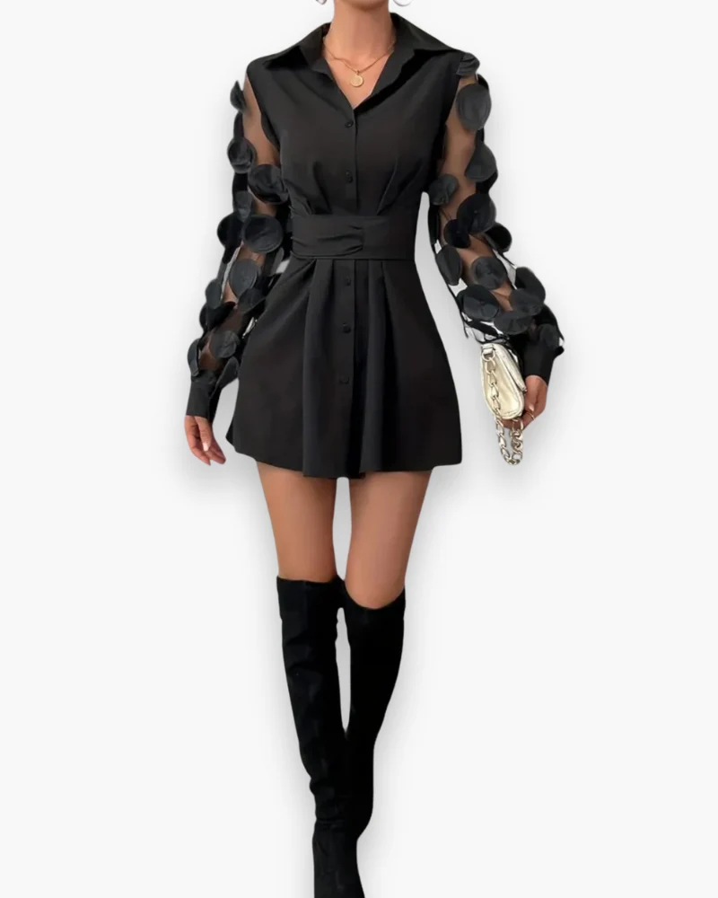 Damen Elegantes Festliches Kleid mit Schleife | Mini