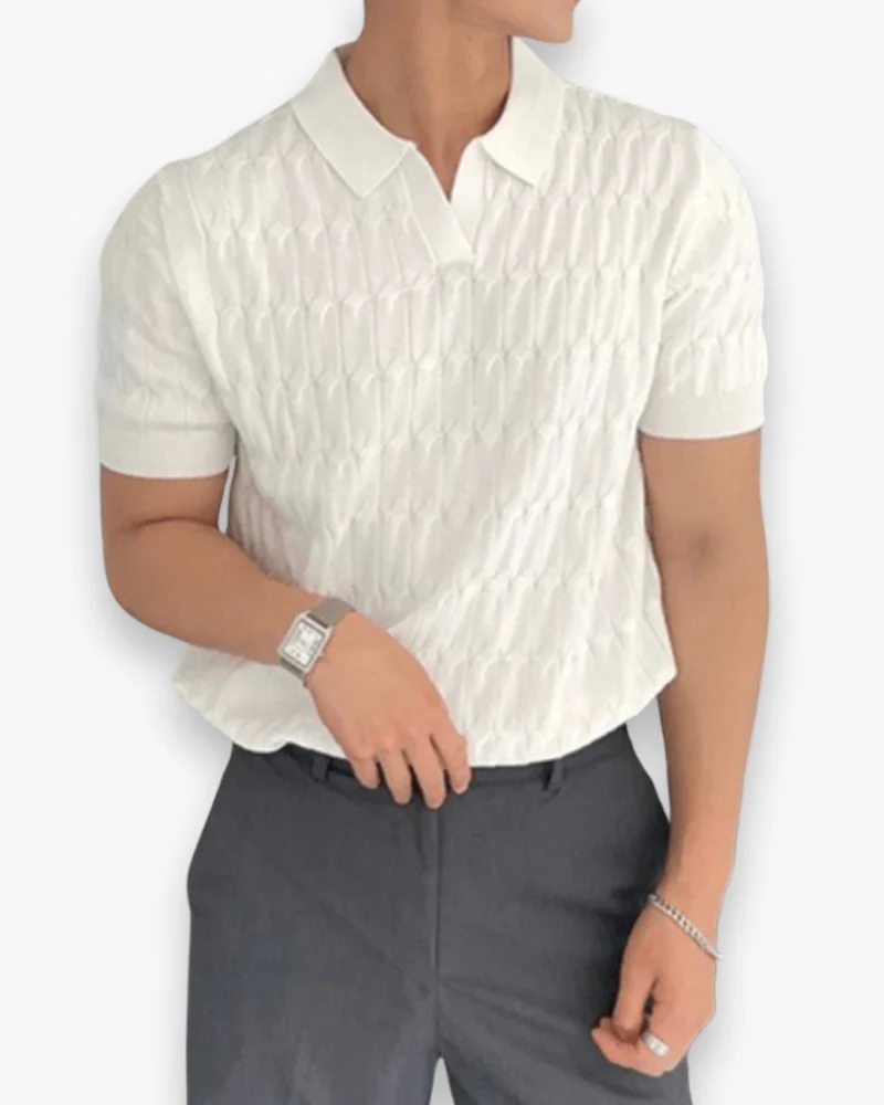 Herren Strukturierter Polo Shirt | Klassisch Eleganter Stil