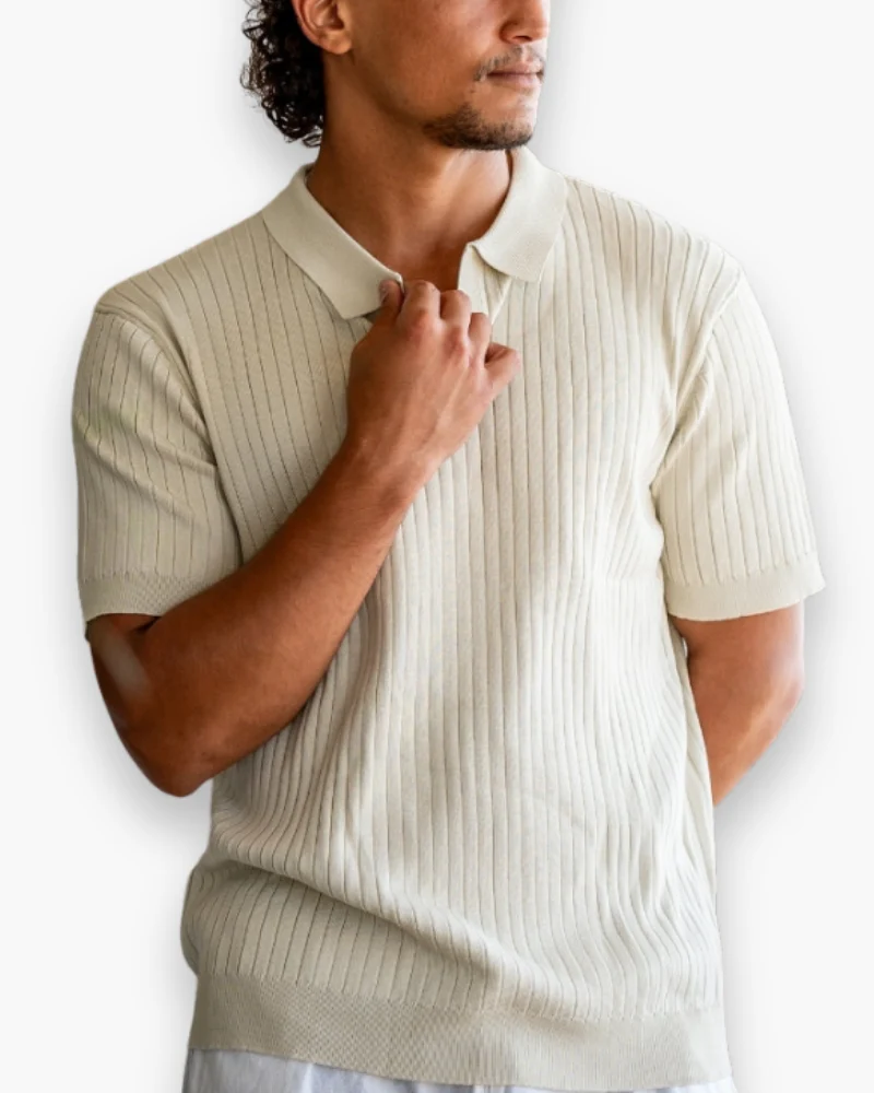 Herren Elegantes Geripptes Poloshirt | Klassisch