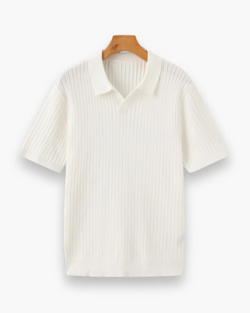 Herren Elegantes Geripptes Poloshirt | Klassisch