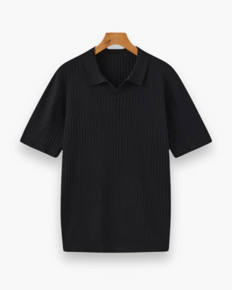 Herren Elegantes Geripptes Poloshirt | Klassisch