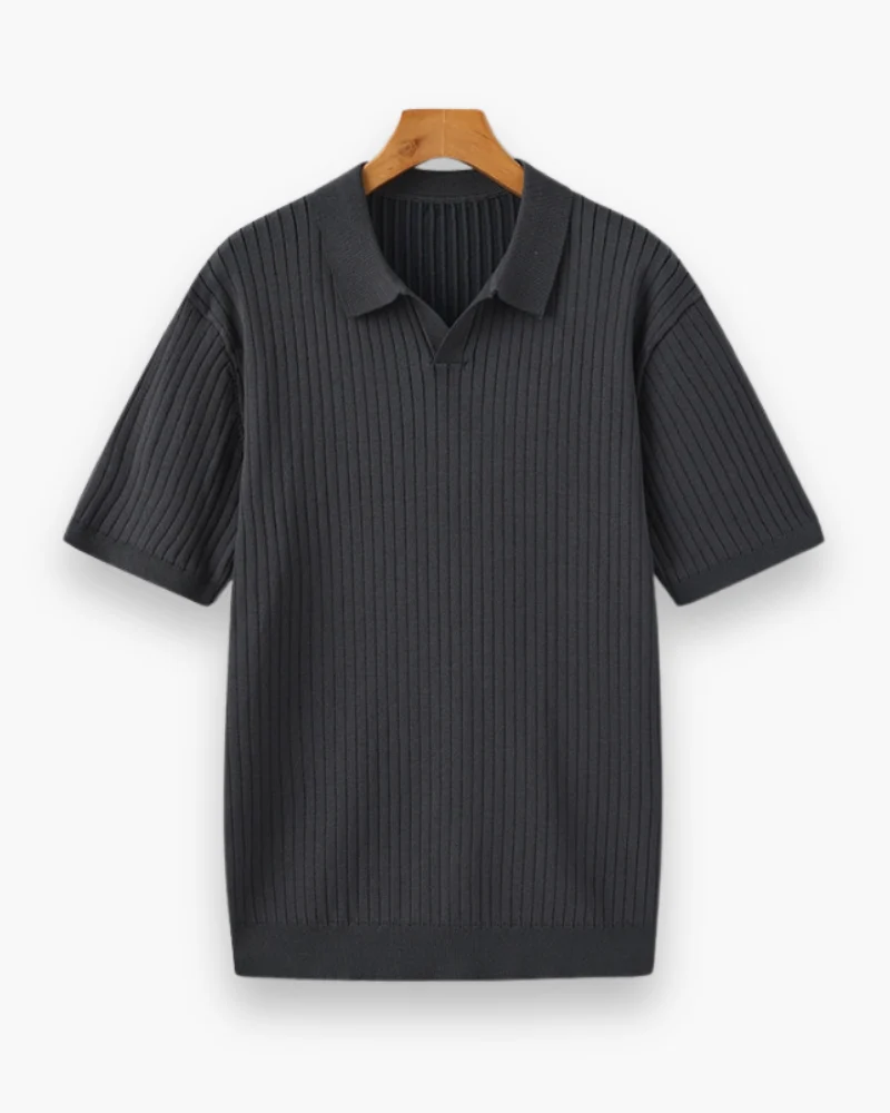 Herren Elegantes Geripptes Poloshirt | Klassisch