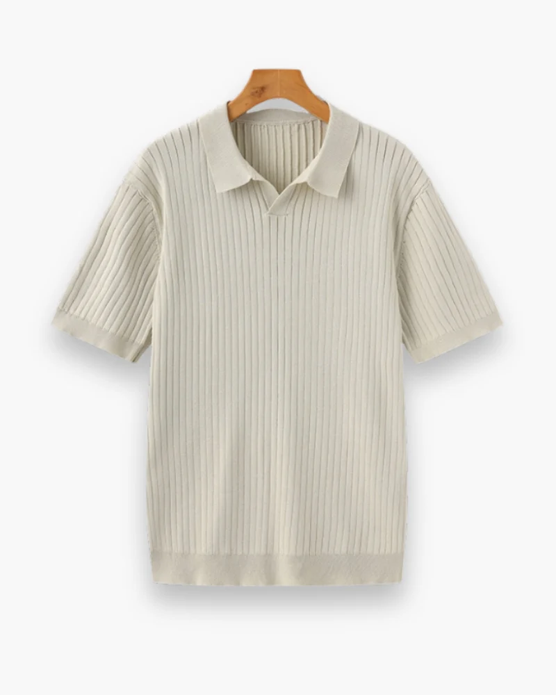 Herren Elegantes Geripptes Poloshirt | Klassisch