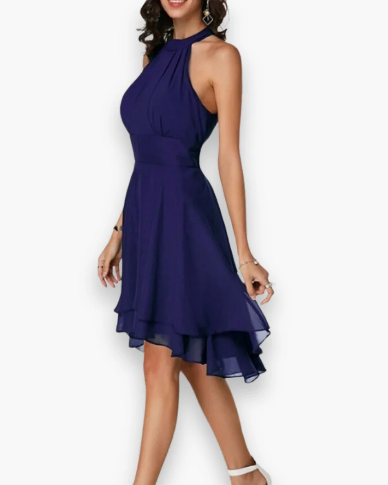 Damen Elegantes Rüschendes Kleid | Midi Festliches Kleid