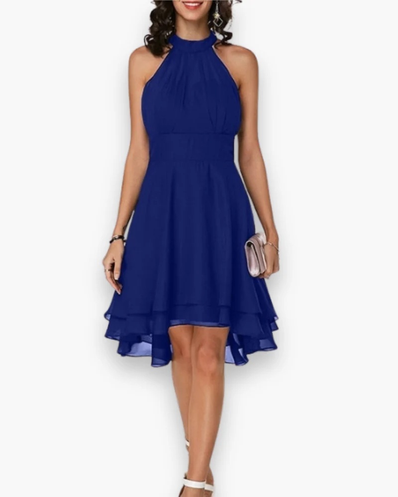 Damen Elegantes Rüschendes Kleid | Midi Festliches Kleid