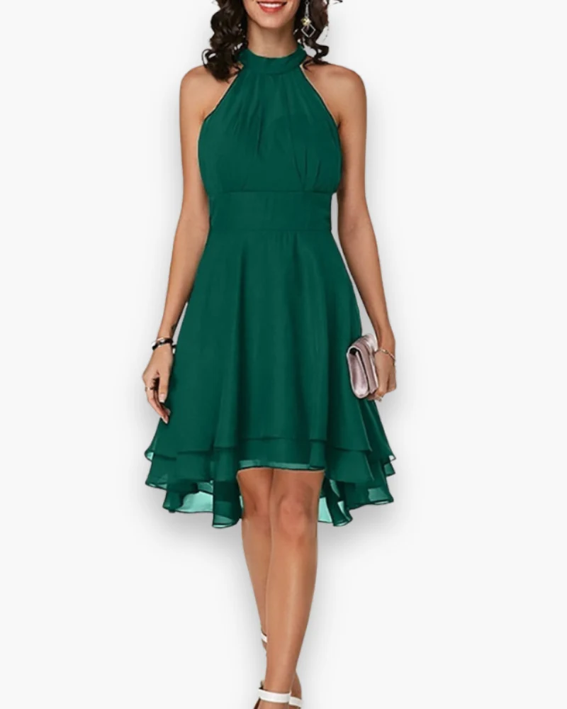 Damen Elegantes Rüschendes Kleid | Midi Festliches Kleid