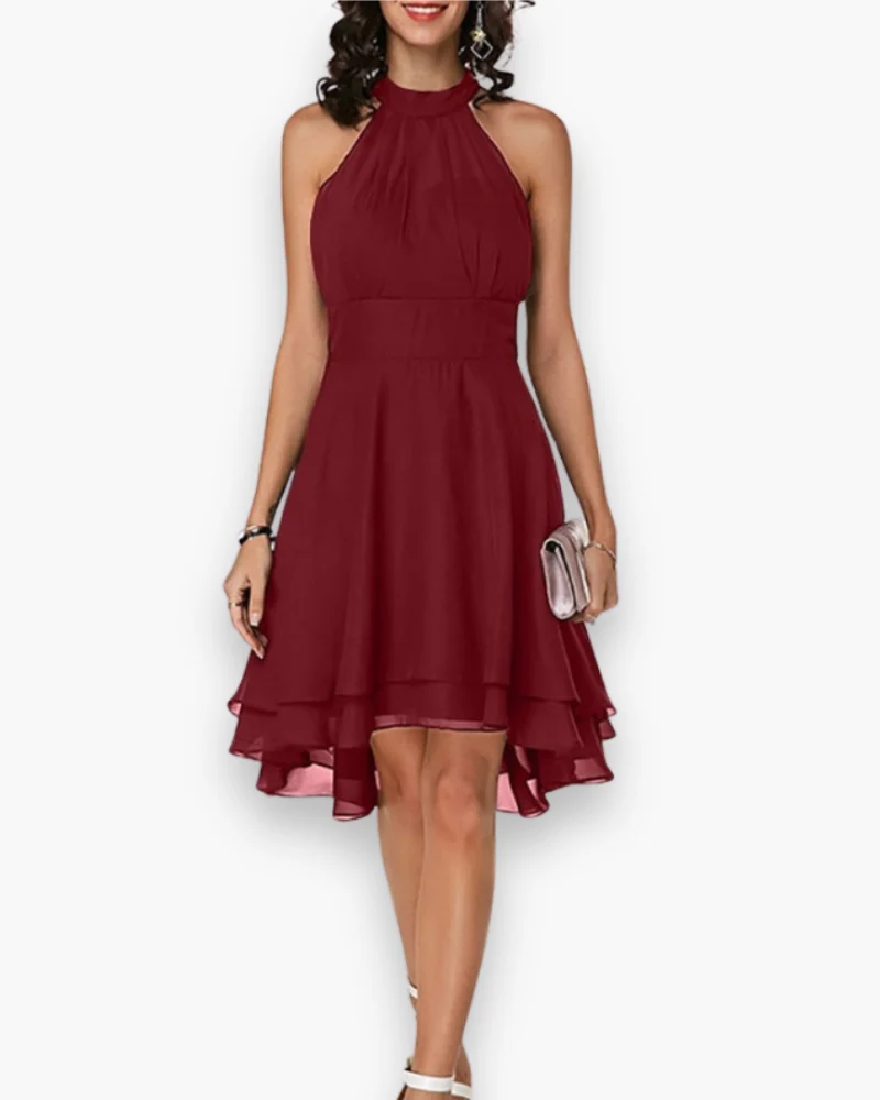 Damen Elegantes Rüschendes Kleid | Midi Festliches Kleid