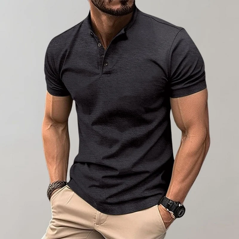 Herren Poloshirt mit Henley Kragen