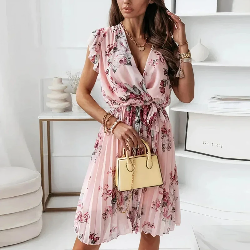 Plissiertes Blumen Sommerkleid