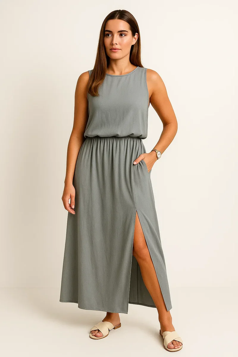 Sommerliches Maxikleid mit Schlitz
