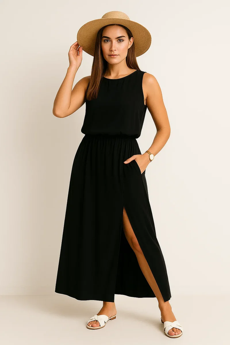 Sommerliches Maxikleid mit Schlitz