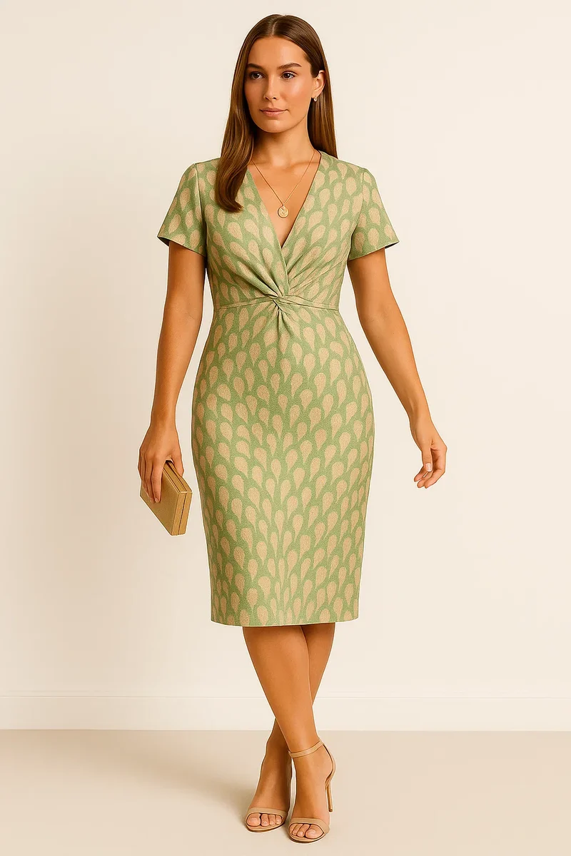 Hochzeitsgast Kleid mit V-Ausschnitt