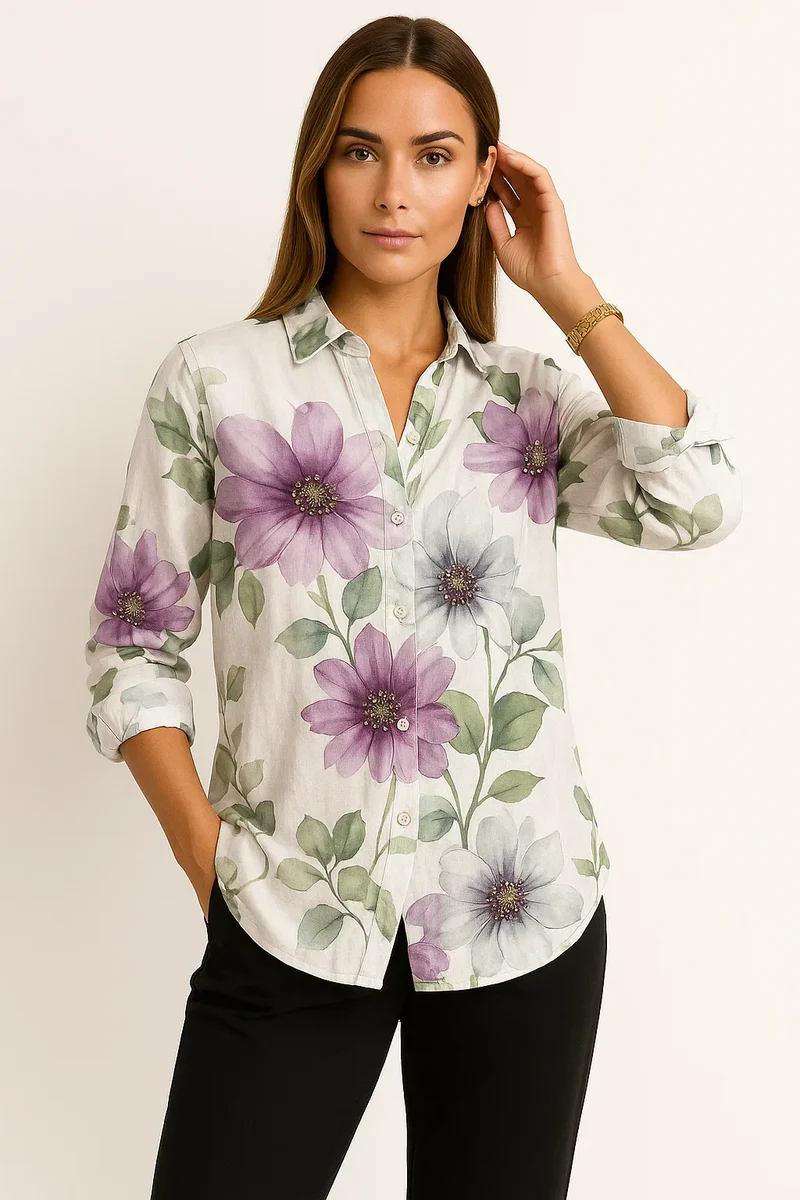 Vintage-Bluse mit floralem Muster