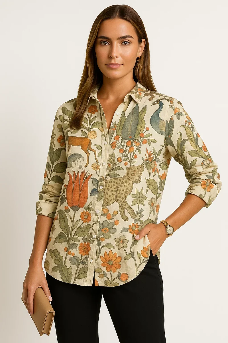Vintage-Bluse mit floralem Muster