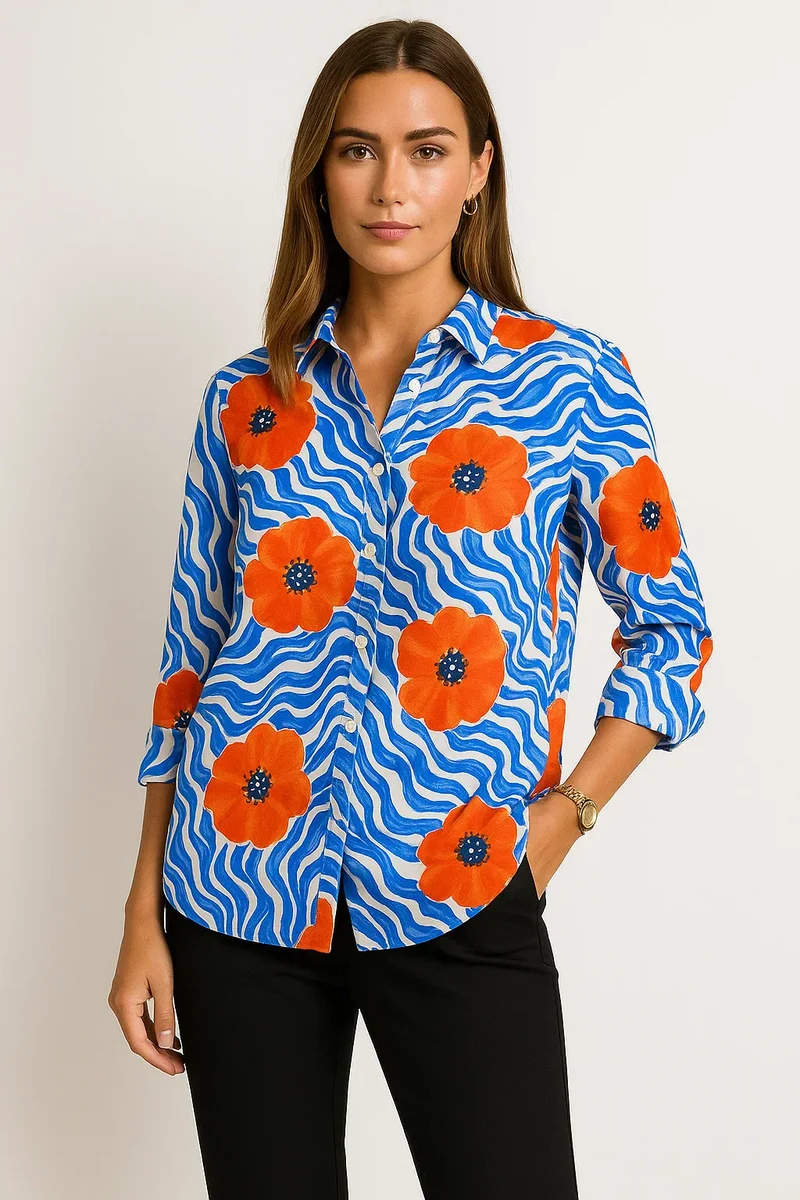 Vintage-Bluse mit floralem Muster
