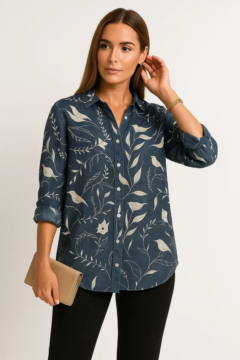 Vintage-Bluse mit floralem Muster