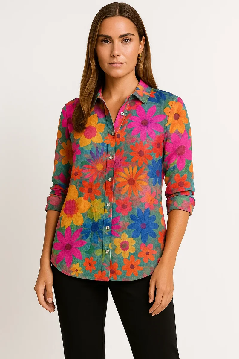 Vintage-Bluse mit floralem Muster