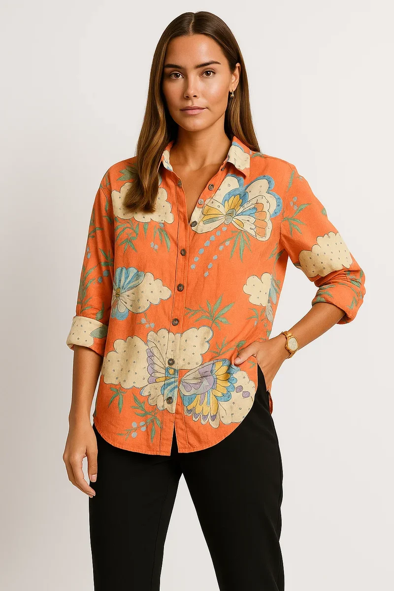 Vintage-Bluse mit floralem Muster