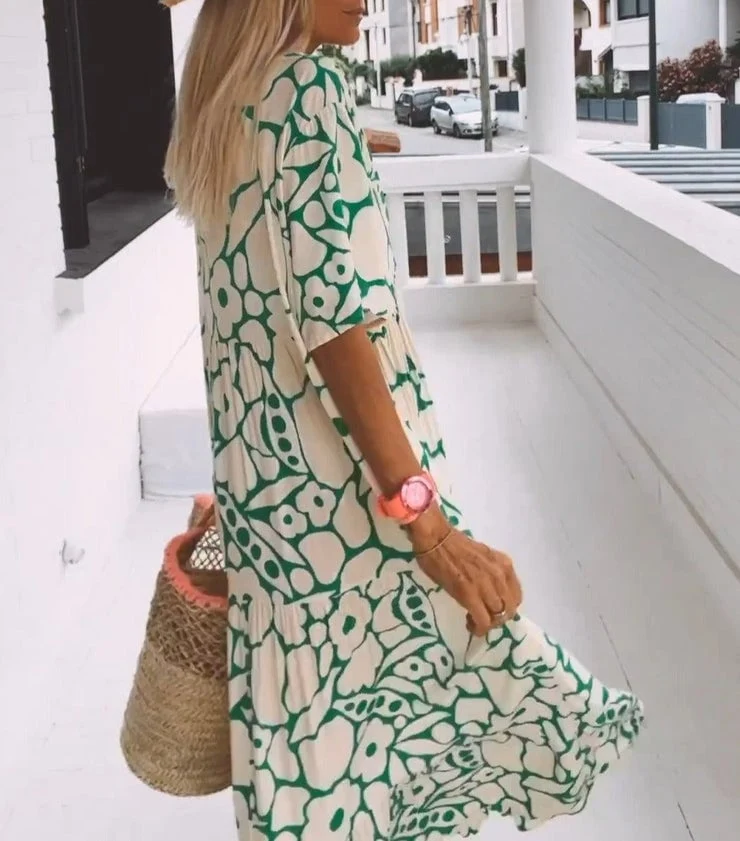 Atmungsaktives V-Ausschnitt Maxikleid