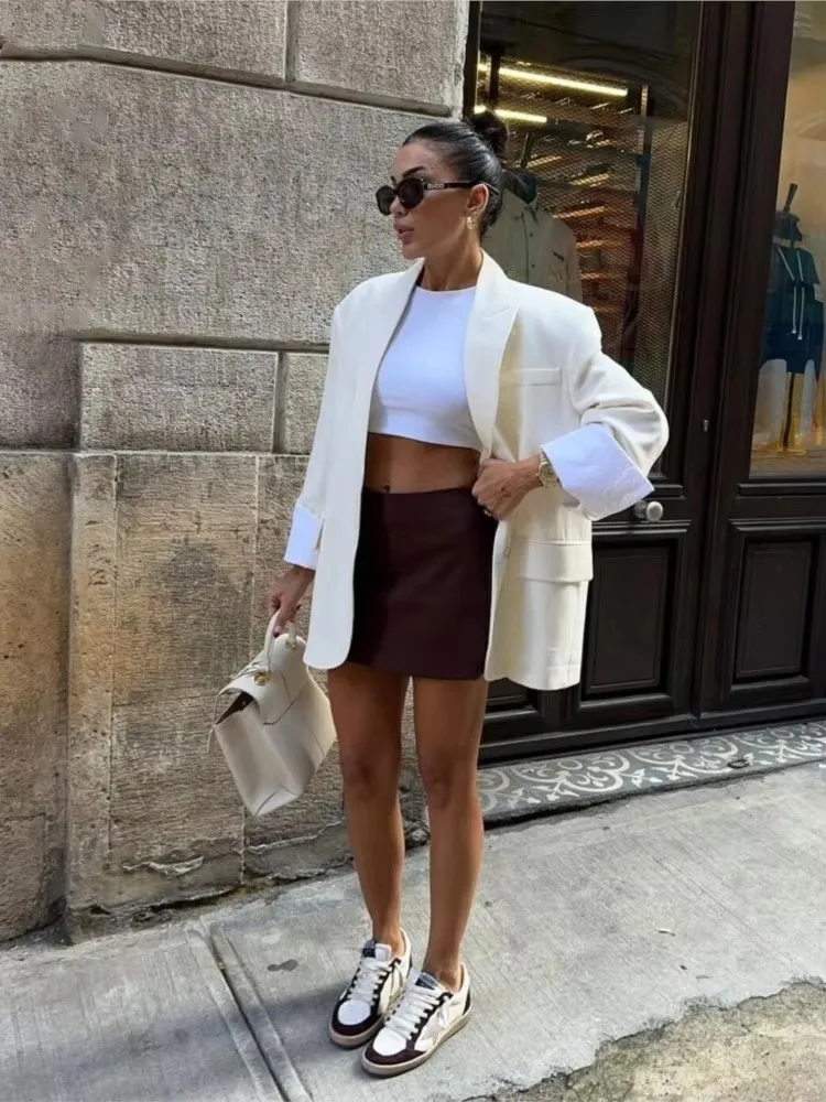 Lockerer einfarbiger Blazer