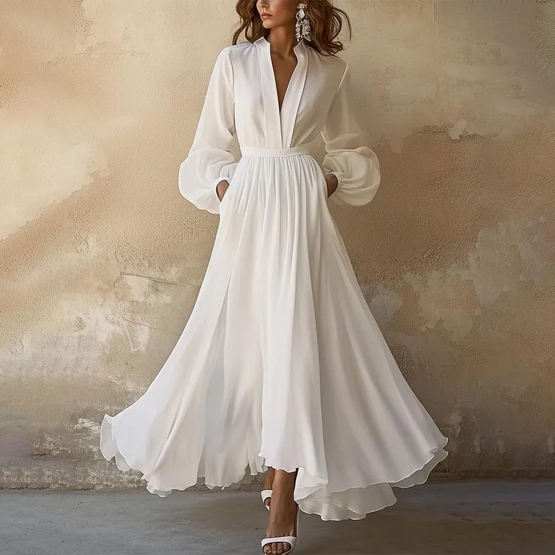 Fließendes weißes Maxikleid