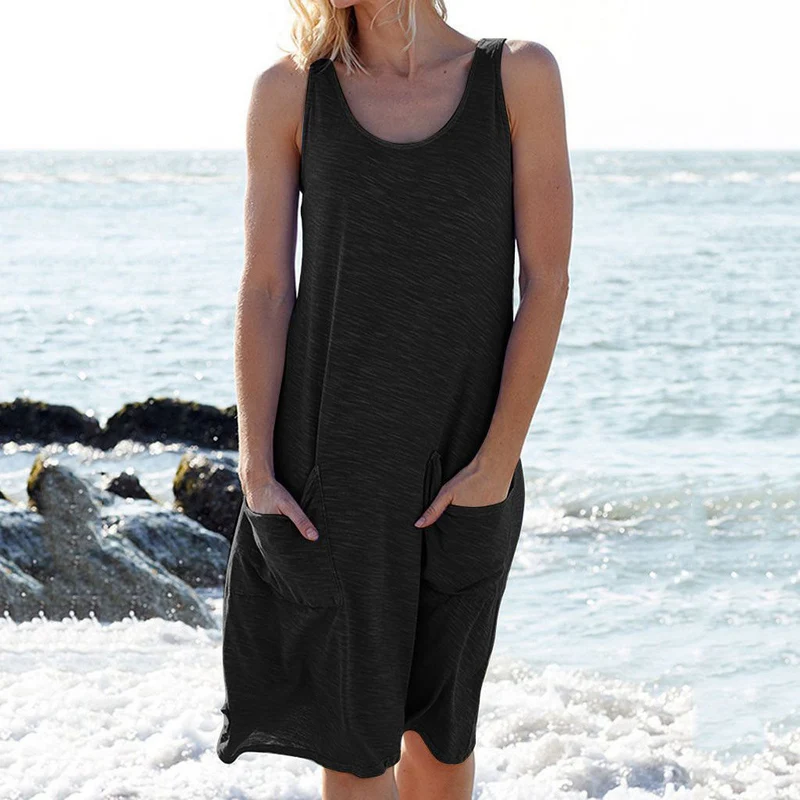 Ärmelloses Sommerkleid mit Fronttasche