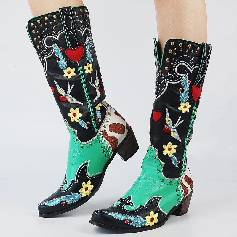 Schlupf Bestickt Cowboystiefel