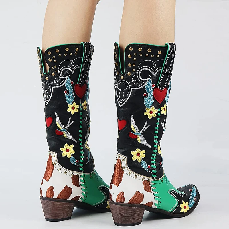 Schlupf Bestickt Cowboystiefel