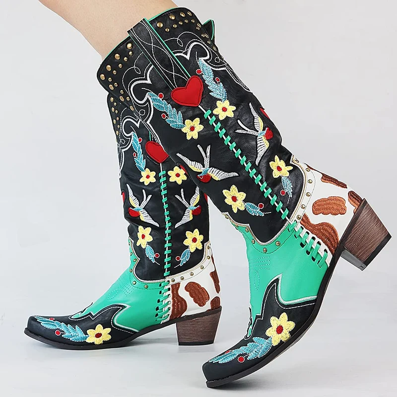 Schlupf Bestickt Cowboystiefel