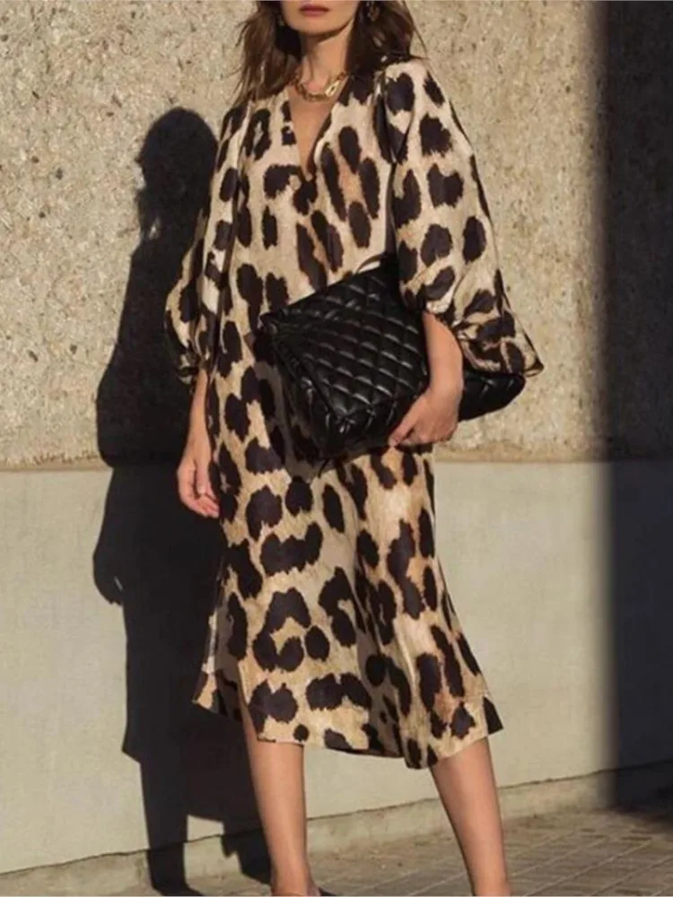 Leopardenmuster Ibiza Kleid