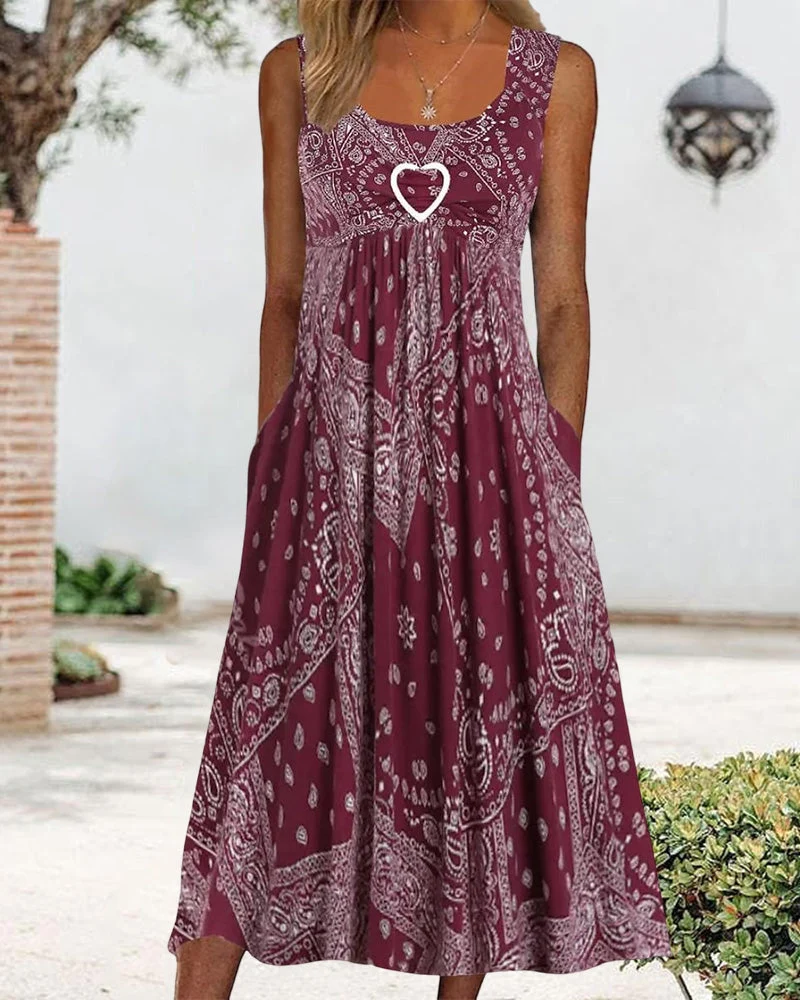 Fließendes ärmelloses Ibiza Kleid